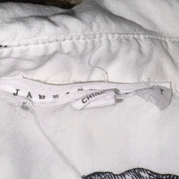 Jane + Delancey Womens Button Front Blouse W/ Tigers-White-Size M-GUC - Picture 5 of 6